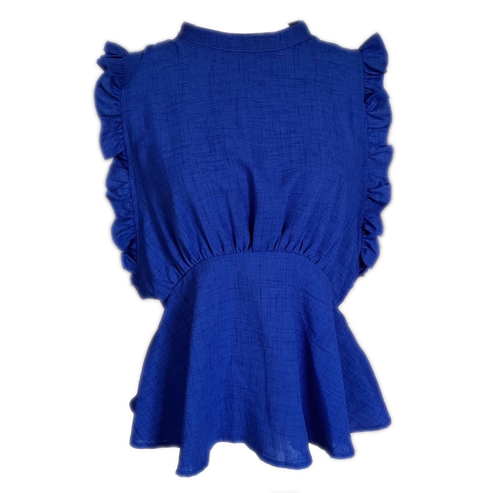 NWT Stunning Sleeveless Ruffle-Sleeve Peplum Top Size L Boutique Buy